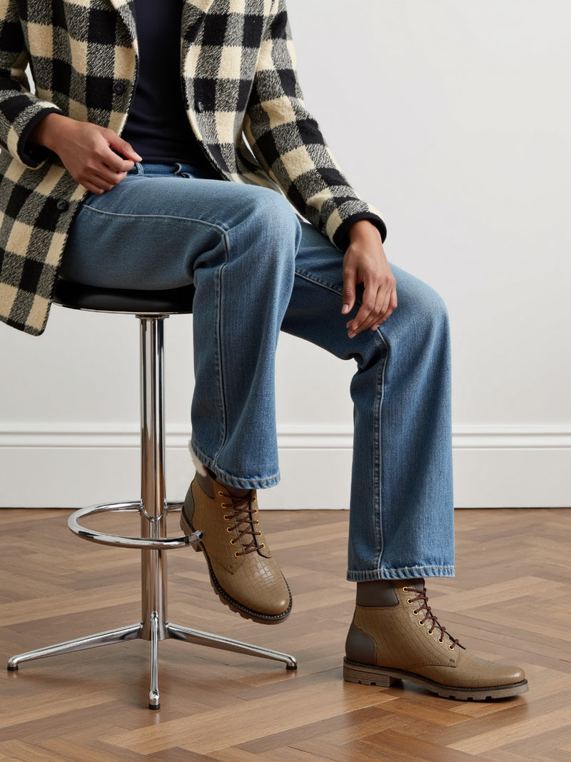 Men's Crocodile Textured Leather Boots