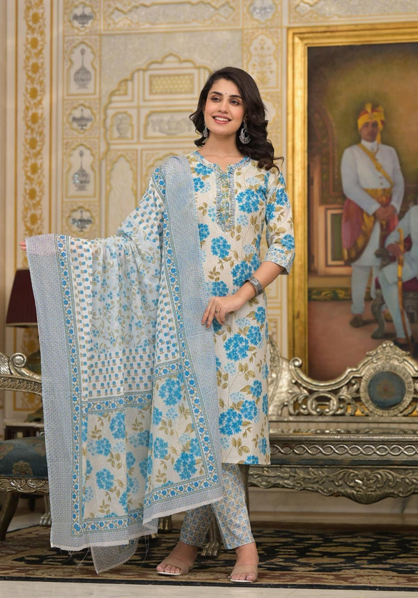 Cotton 3 Piece Set, Cotton Hand Work Suit Set