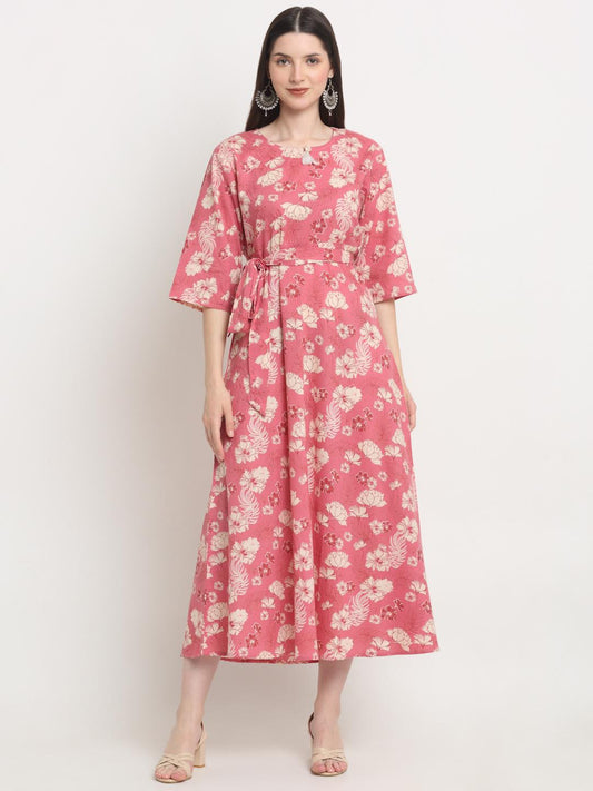 Cotton Floral Full Length Dress