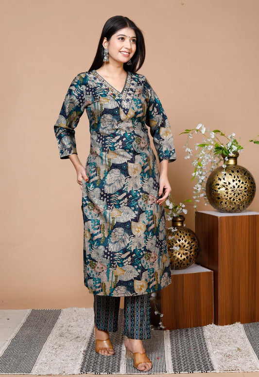 Rayon Embroidery Suit Set